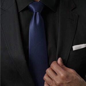 Trendhim Basic Wide Navy Blue Polyester Tie, 29in length, 100% Polyester